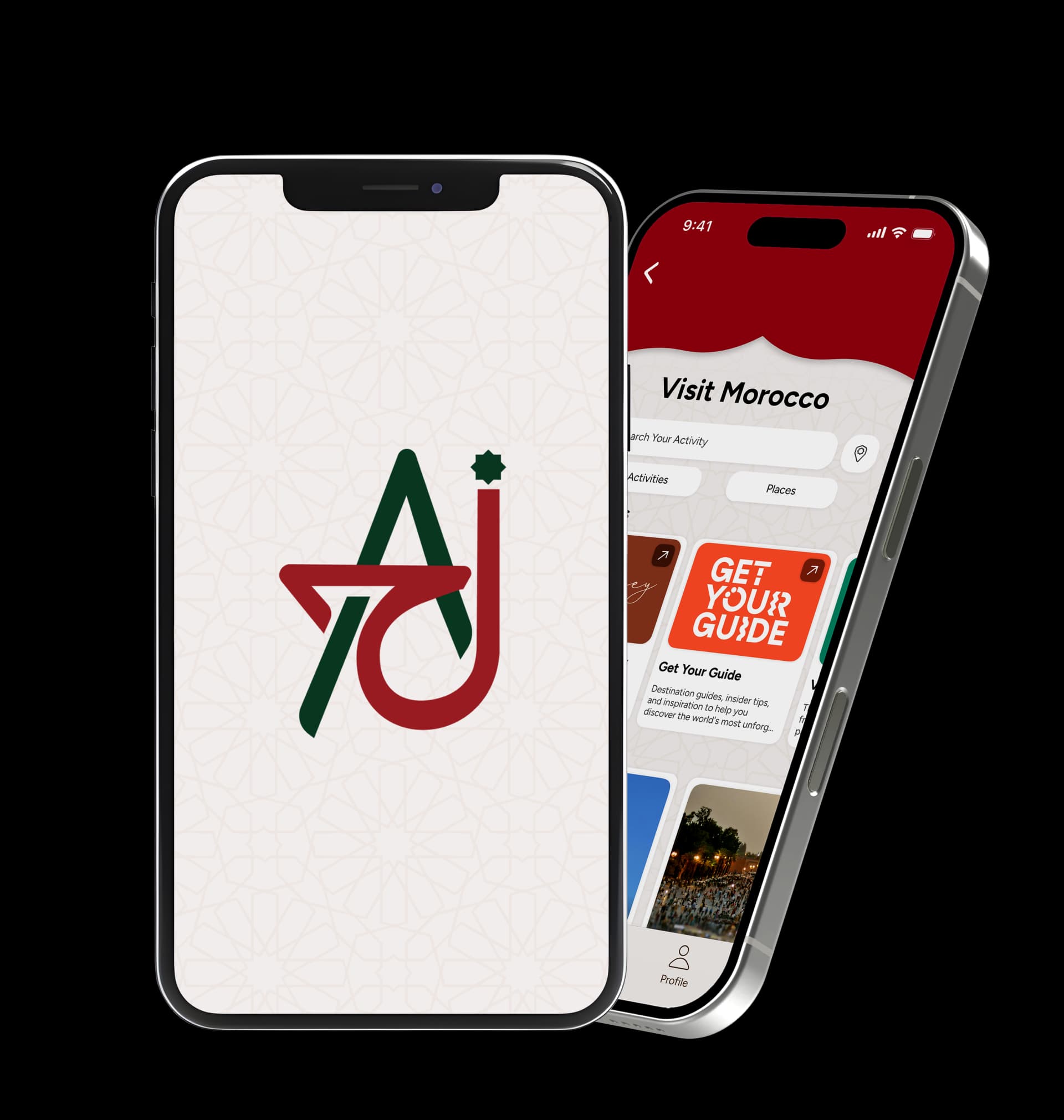 Morocco Guide app phone mockup